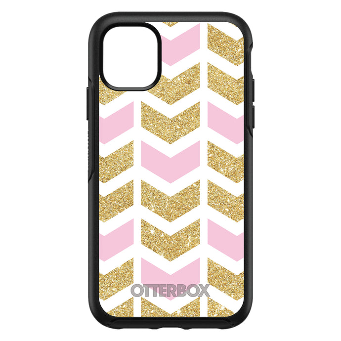 DistinctInk™ OtterBox Symmetry Series Case for Apple iPhone / Samsung Galaxy / Google Pixel - Pink & Gold Print - Random Chevron Pattern