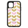 Pink & Gold Print, Random Chevron Pattern OtterBox Defender Case for iPhone & Galaxy, view 2