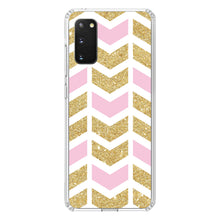 DistinctInk® Clear Shockproof Hybrid Case for Apple iPhone / Samsung Galaxy / Google Pixel - Pink & Gold Print - Random Chevron Pattern