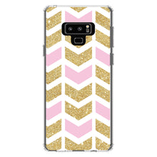DistinctInk® Clear Shockproof Hybrid Case for Apple iPhone / Samsung Galaxy / Google Pixel - Pink & Gold Print - Random Chevron Pattern
