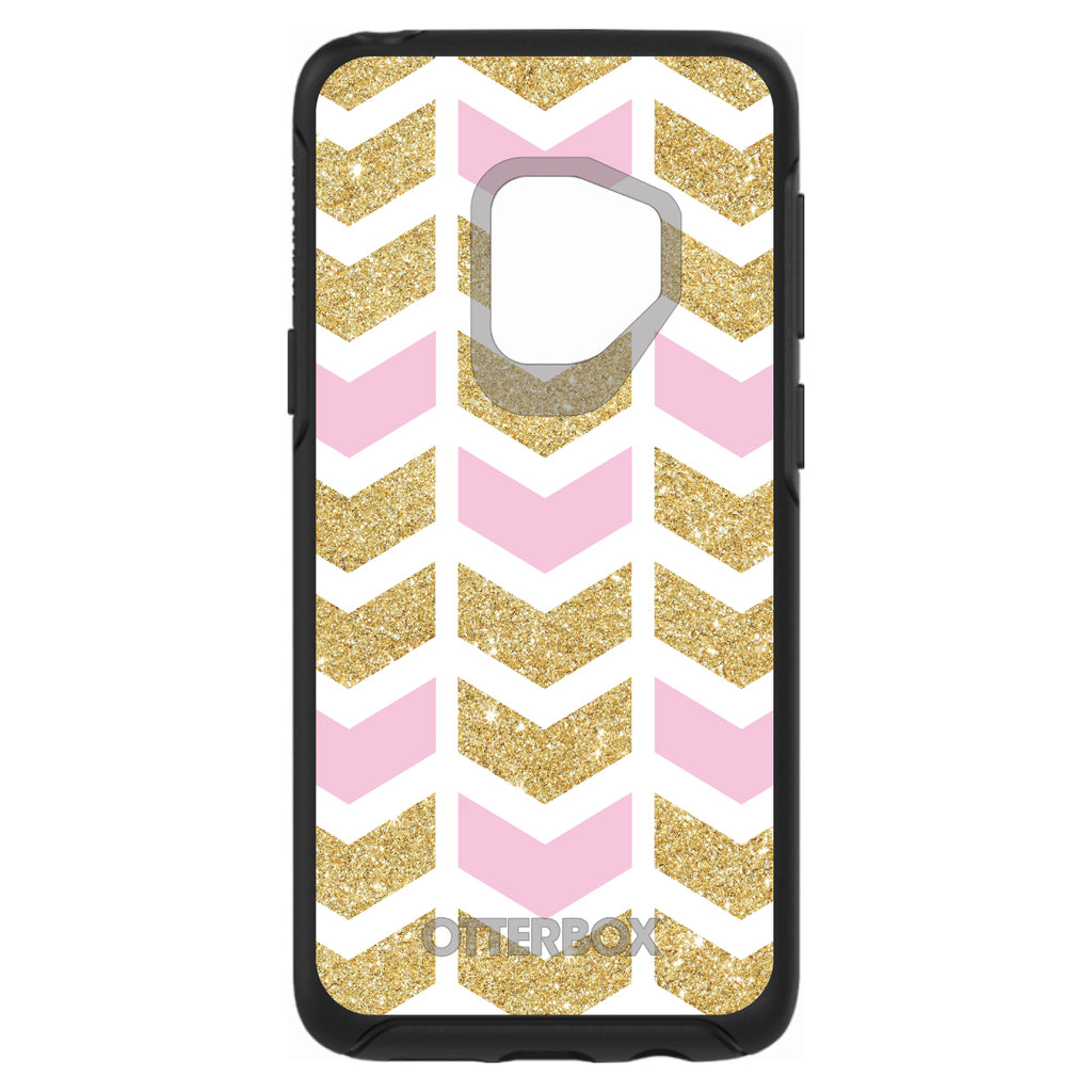 Pink & Gold Print, Random Chevron Pattern OtterBox Symmetry Case for iPhone & Galaxy, view 8