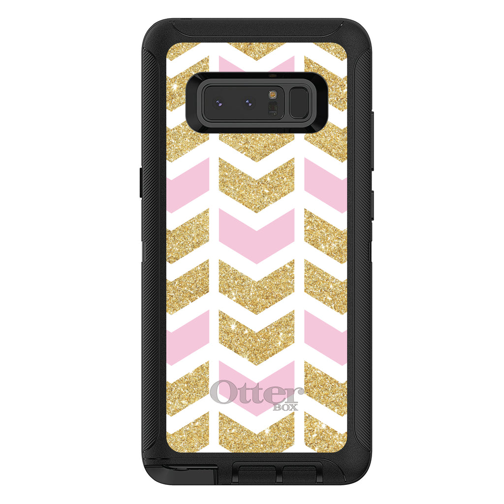 Pink & Gold Print, Random Chevron Pattern OtterBox Defender Case for iPhone & Galaxy, view 17