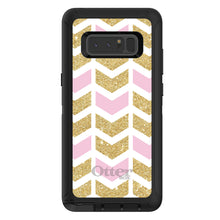 DistinctInk™ OtterBox Defender Series Case for Apple iPhone / Samsung Galaxy / Google Pixel - Pink & Gold Print - Random Chevron Pattern