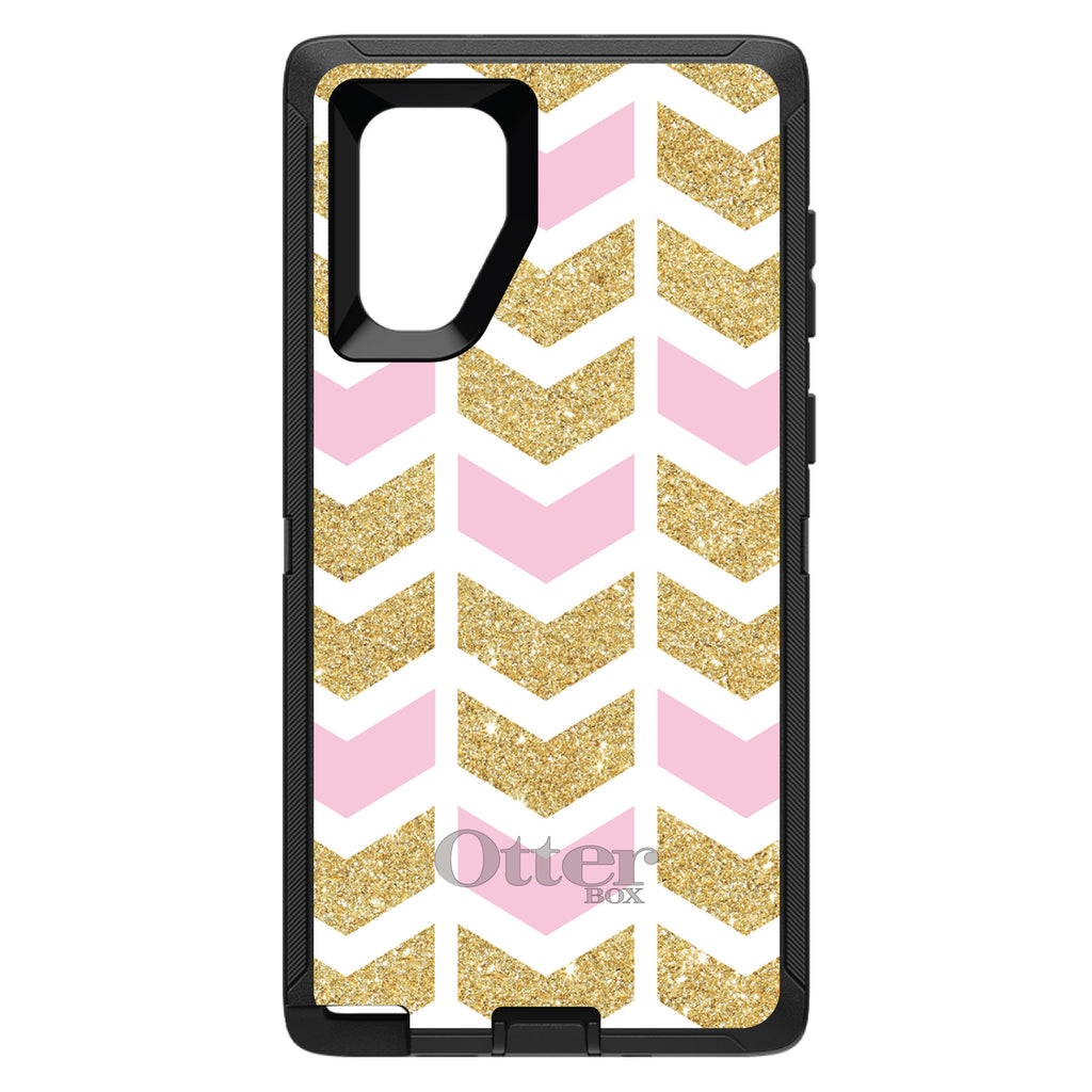 Pink & Gold Print, Random Chevron Pattern OtterBox Defender Case for iPhone & Galaxy, view 15