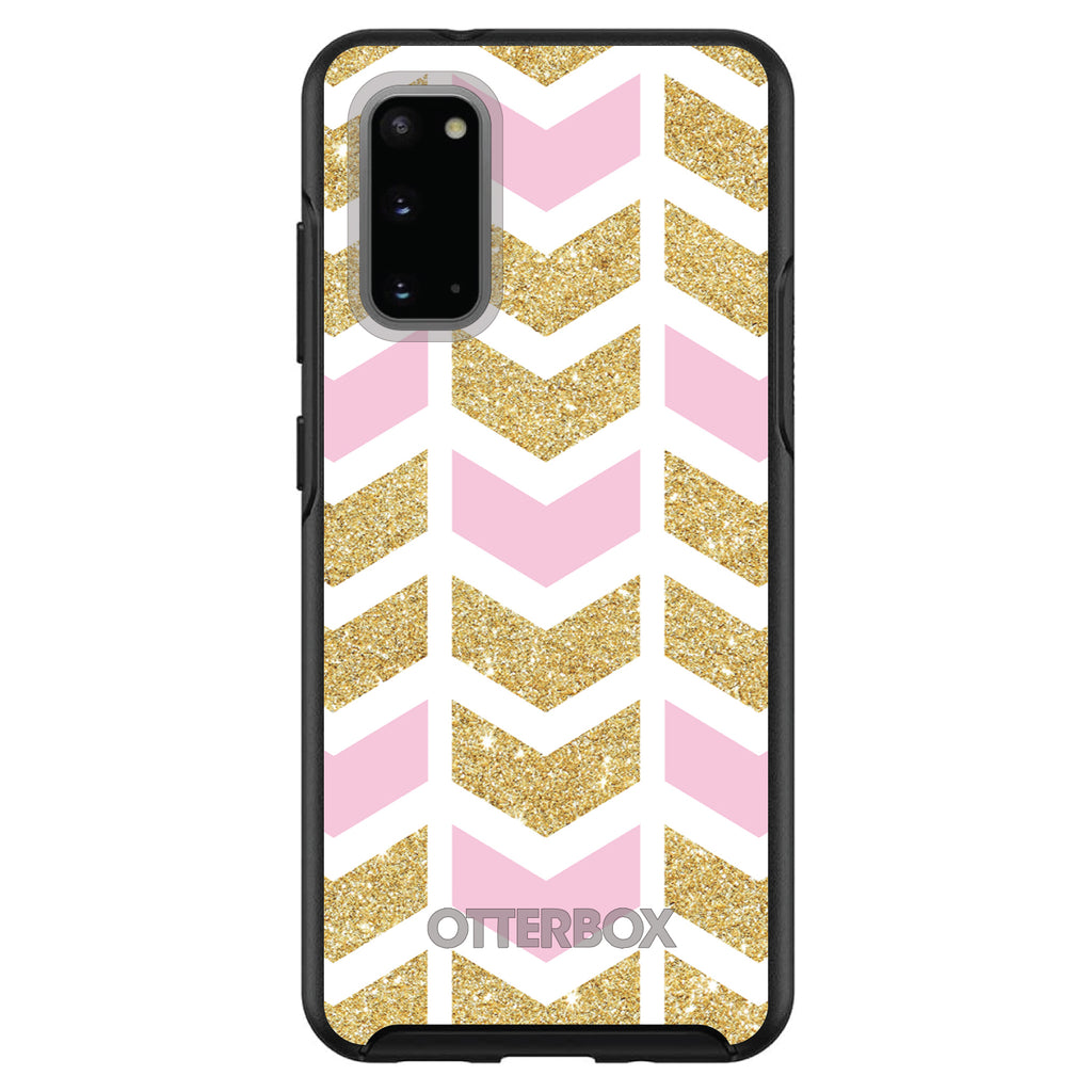 Pink & Gold Print, Random Chevron Pattern OtterBox Symmetry Case for iPhone & Galaxy, view 5