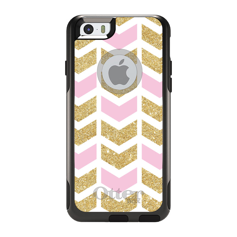 Pink & Gold Print, Random Chevron Pattern OtterBox Commuter Case for iPhone & Galaxy, view 4