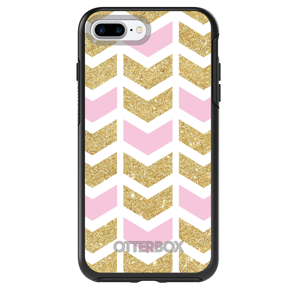 Pink & Gold Print, Random Chevron Pattern OtterBox Symmetry Case for iPhone & Galaxy, view 2