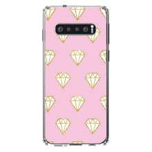 DistinctInk® Clear Shockproof Hybrid Case for Apple iPhone / Samsung Galaxy / Google Pixel - Pink & Gold Print - Diamond Pattern
