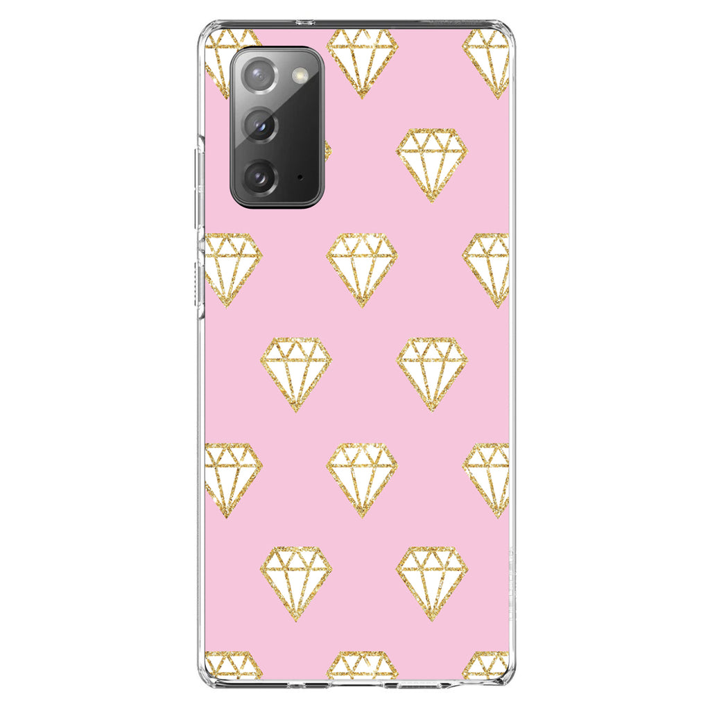 Pink & Gold Print, Diamond Pattern Clear Shockproof iPhone Case, view 8