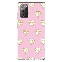 DistinctInk® Clear Shockproof Hybrid Case for Apple iPhone / Samsung Galaxy / Google Pixel - Pink & Gold Print - Diamond Pattern