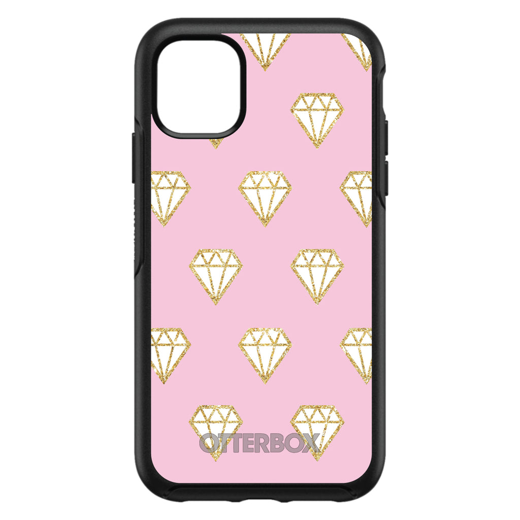 Pink & Gold Print, Diamond Pattern OtterBox Symmetry Case for iPhone & Galaxy, view 3
