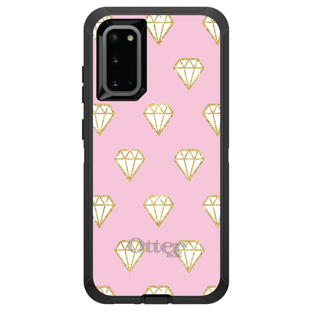 Pink & Gold Print, Diamond Pattern OtterBox Defender Case for iPhone & Galaxy, view 8