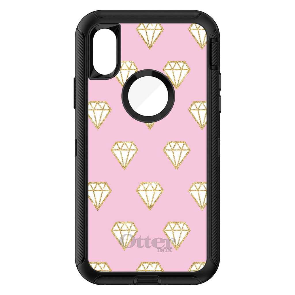 Pink & Gold Print, Diamond Pattern OtterBox Defender Case for iPhone & Galaxy, view 3