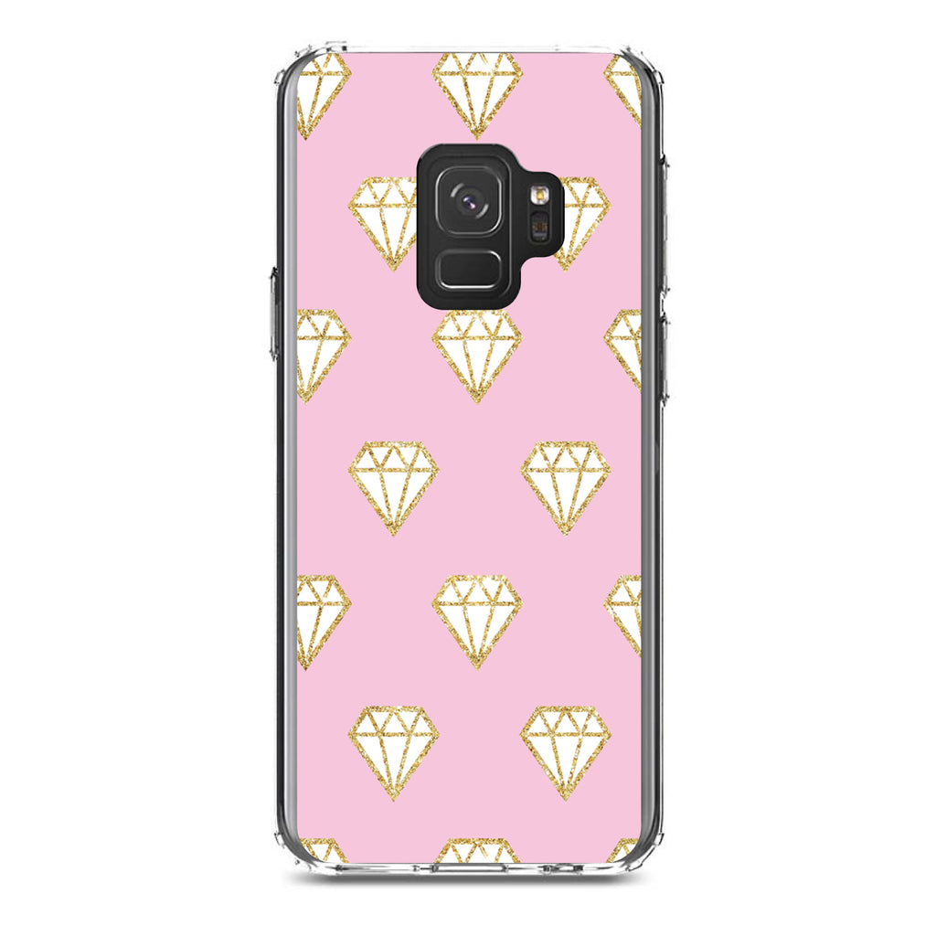 Pink & Gold Print, Diamond Pattern Clear Shockproof iPhone Case, view 19