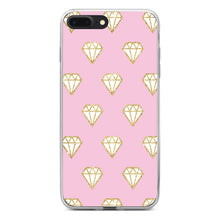 DistinctInk® Clear Shockproof Hybrid Case for Apple iPhone / Samsung Galaxy / Google Pixel - Pink & Gold Print - Diamond Pattern