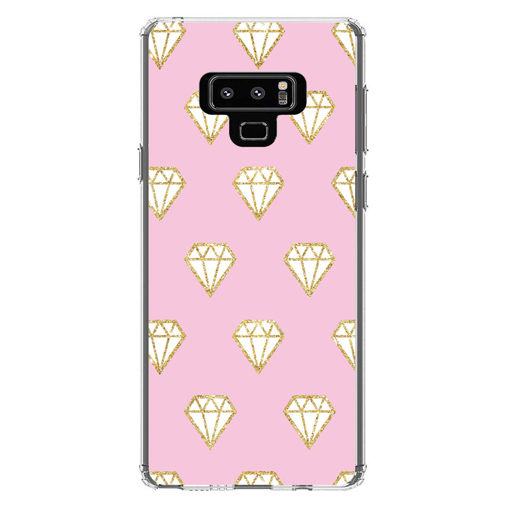 Pink & Gold Print, Diamond Pattern Clear Shockproof iPhone Case, view 11