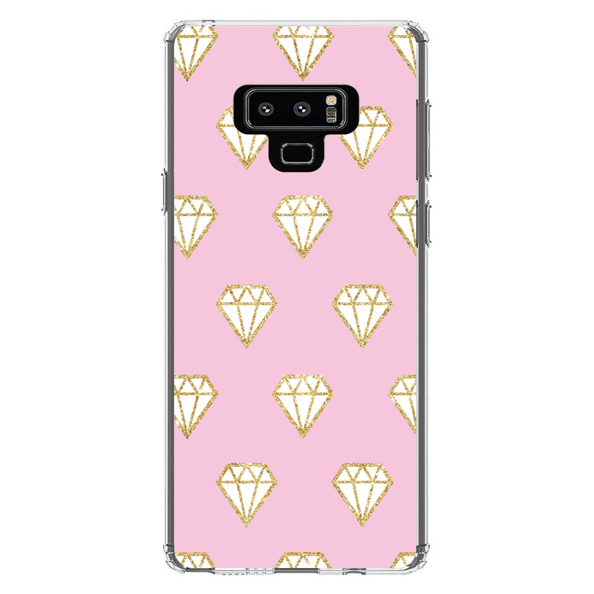 Pink & Gold Print, Diamond Pattern Clear Shockproof iPhone Case, view 11