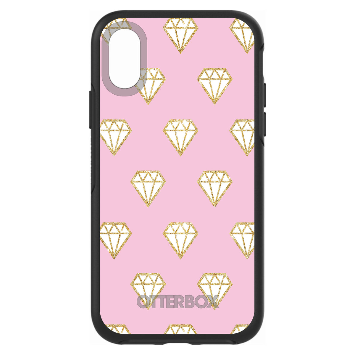 Pink & Gold Print, Diamond Pattern OtterBox Symmetry Case for iPhone & Galaxy, view 4
