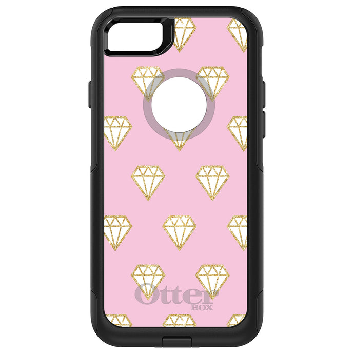 DistinctInk OtterBox Commuter Series Case for Apple iPhone or Samsung Galaxy - Pink & Gold Print - Diamond Pattern