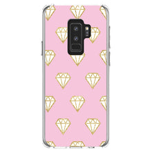 DistinctInk® Clear Shockproof Hybrid Case for Apple iPhone / Samsung Galaxy / Google Pixel - Pink & Gold Print - Diamond Pattern
