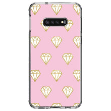 DistinctInk® Clear Shockproof Hybrid Case for Apple iPhone / Samsung Galaxy / Google Pixel - Pink & Gold Print - Diamond Pattern
