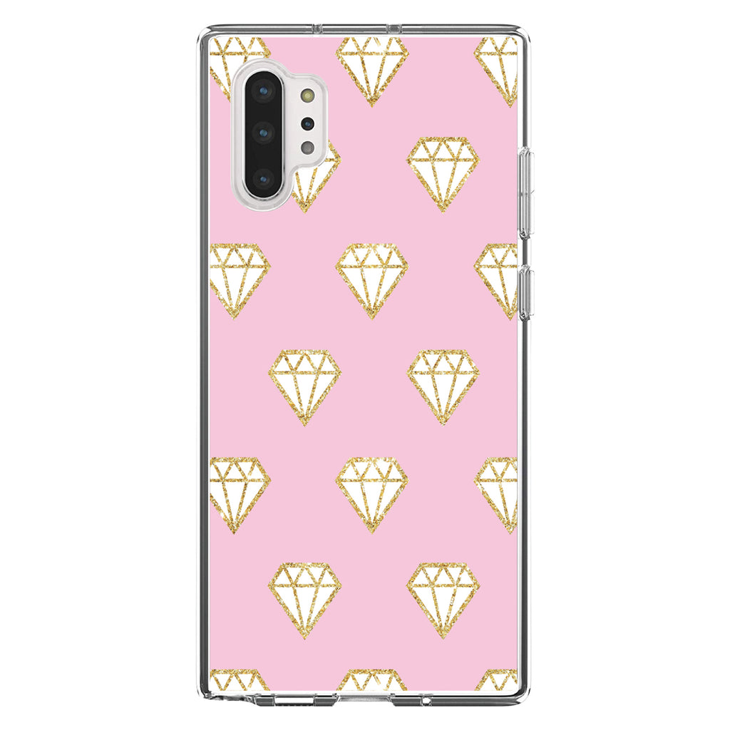 Pink & Gold Print, Diamond Pattern Clear Shockproof iPhone Case, view 10