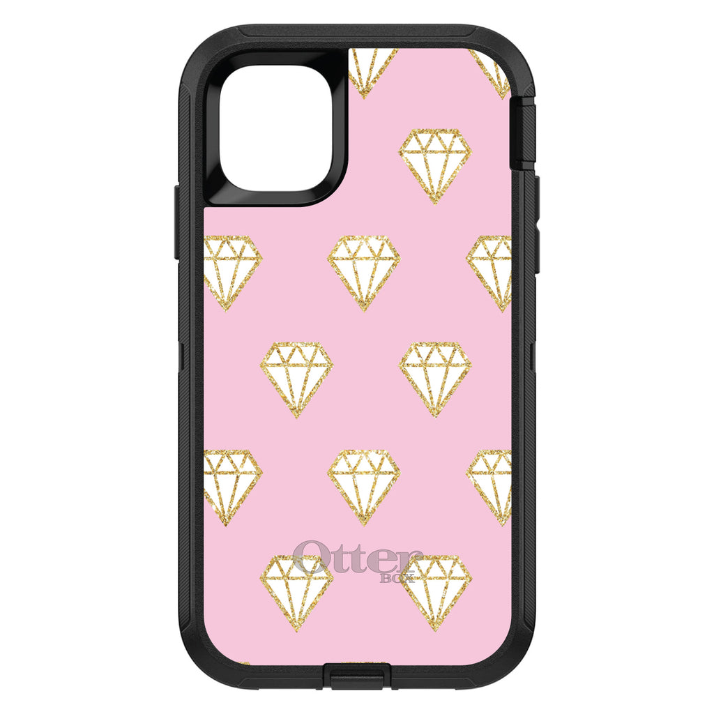 Pink & Gold Print, Diamond Pattern OtterBox Defender Case for iPhone & Galaxy, view 2