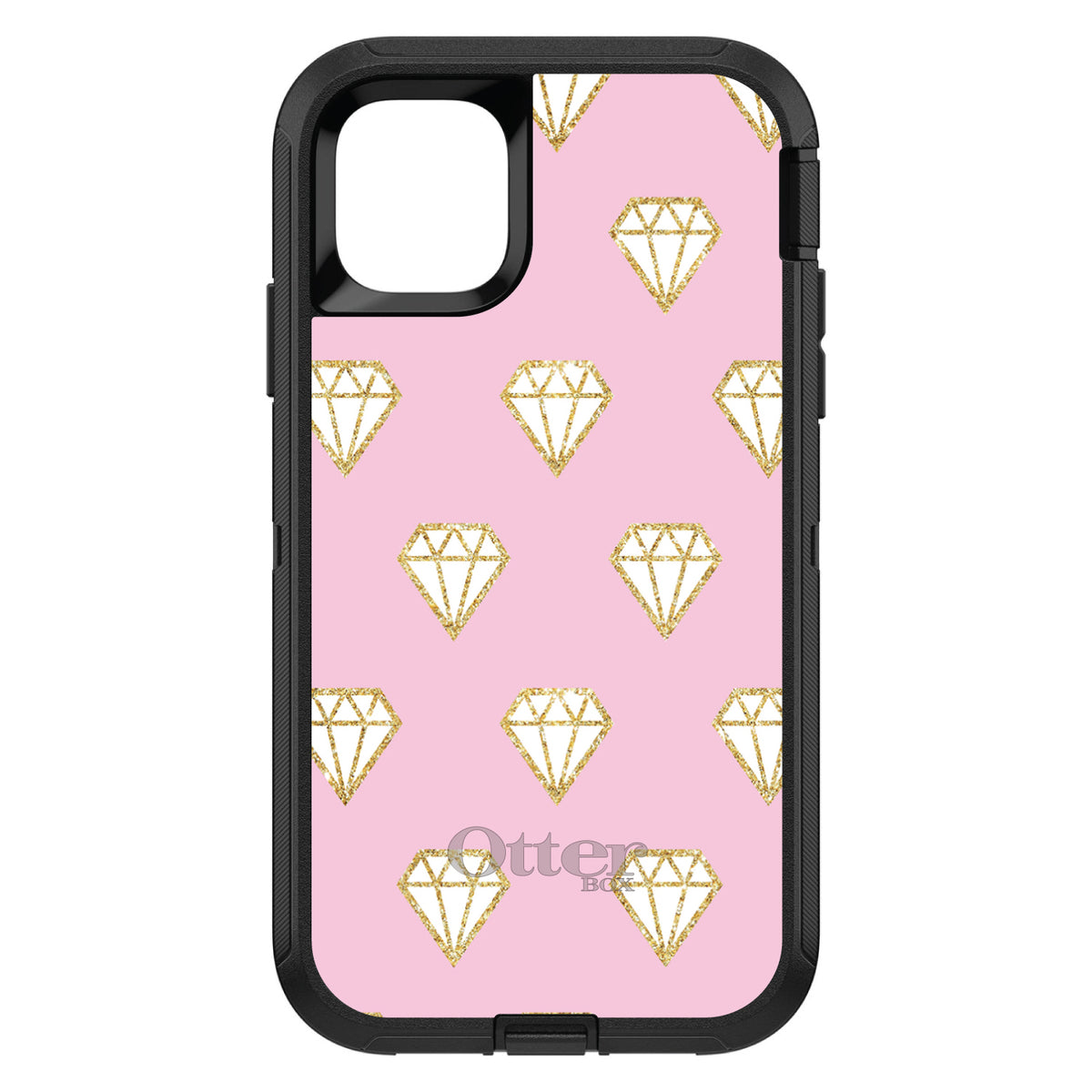 Pink & Gold Print, Diamond Pattern OtterBox Defender Case for iPhone & Galaxy, view 2