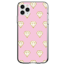 DistinctInk® Clear Shockproof Hybrid Case for Apple iPhone / Samsung Galaxy / Google Pixel - Pink & Gold Print - Diamond Pattern