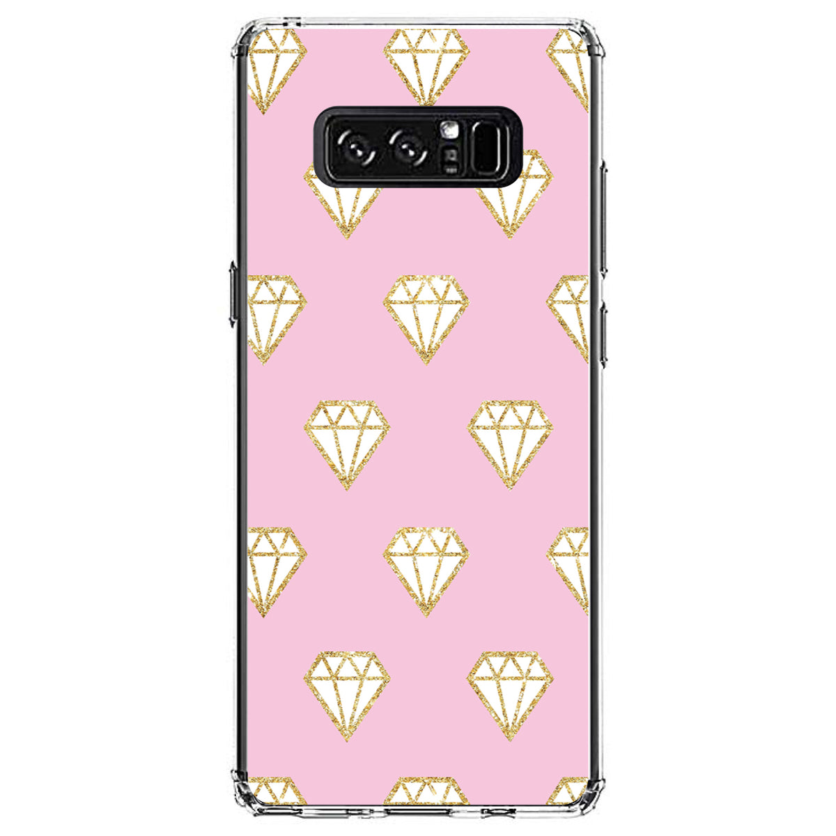 Pink & Gold Print, Diamond Pattern Clear Shockproof iPhone Case, view 12