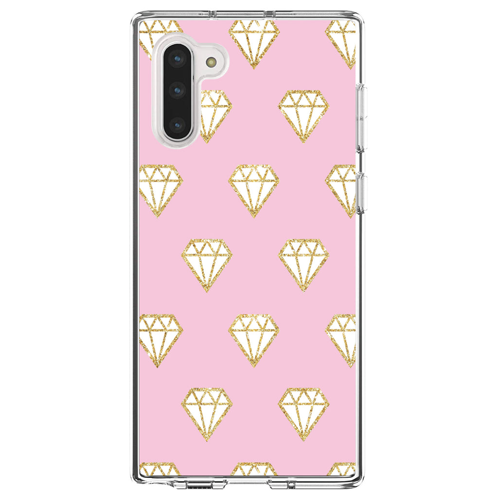 Pink & Gold Print, Diamond Pattern Clear Shockproof iPhone Case, view 9