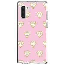 DistinctInk® Clear Shockproof Hybrid Case for Apple iPhone / Samsung Galaxy / Google Pixel - Pink & Gold Print - Diamond Pattern