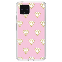DistinctInk® Clear Shockproof Hybrid Case for Apple iPhone / Samsung Galaxy / Google Pixel - Pink & Gold Print - Diamond Pattern