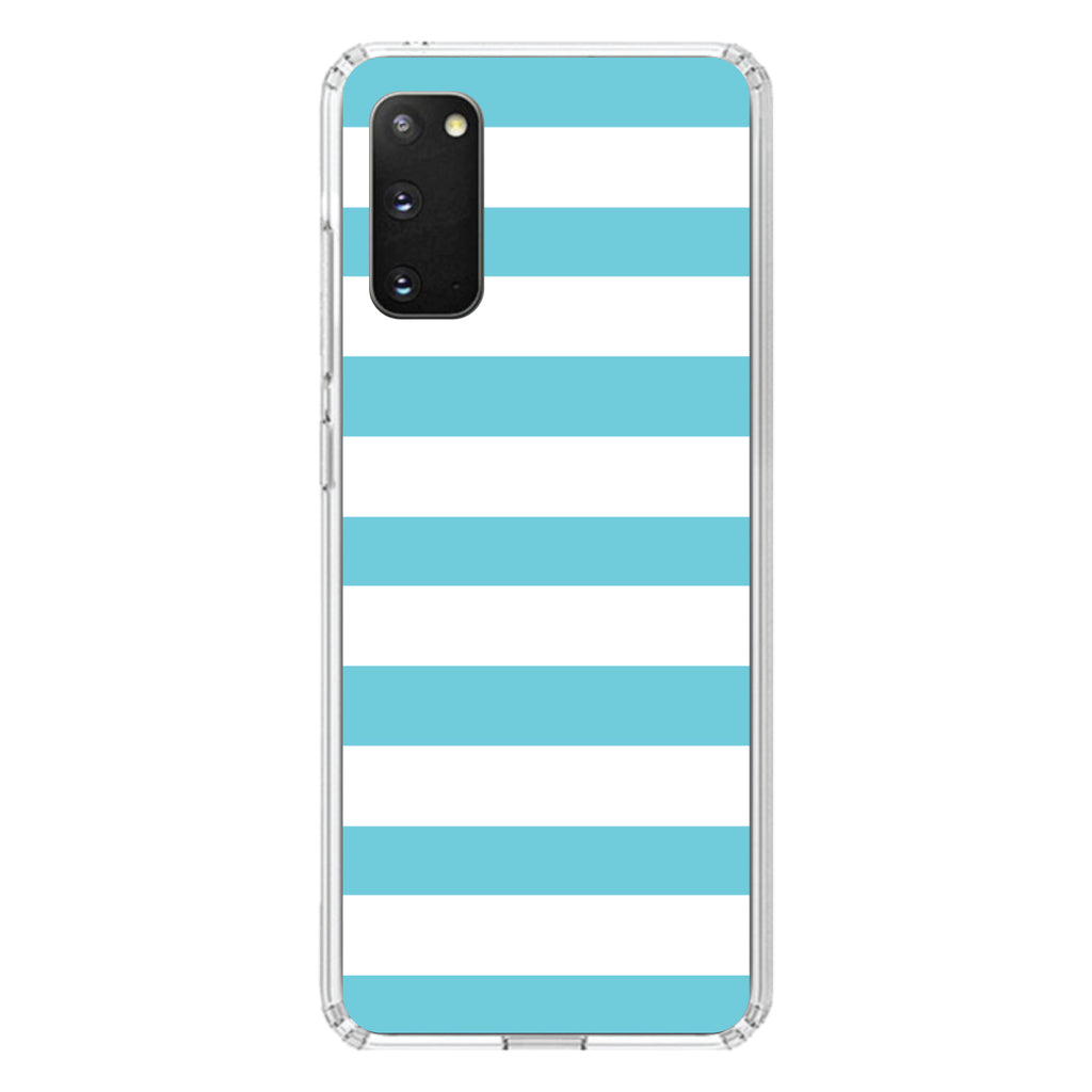Blue & White Bold Horizontal Stripes Clear Shockproof iPhone Case, view 13