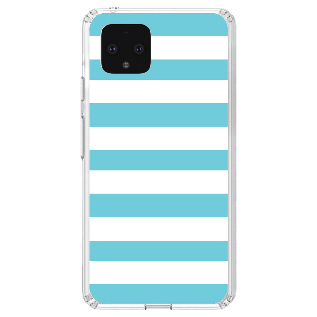 Blue & White Bold Horizontal Stripes Clear Shockproof iPhone Case, view 23