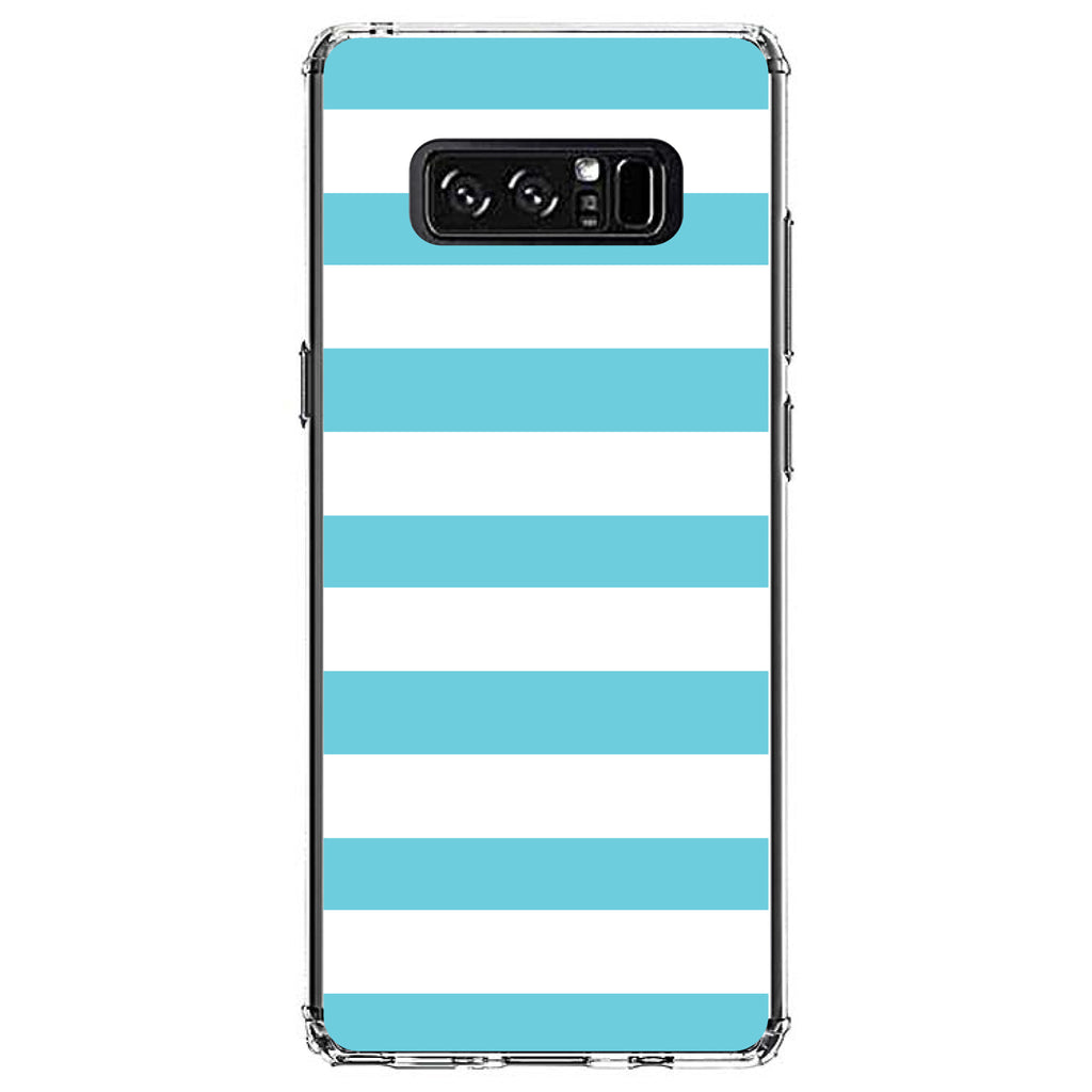 Blue & White Bold Horizontal Stripes Clear Shockproof iPhone Case, view 12