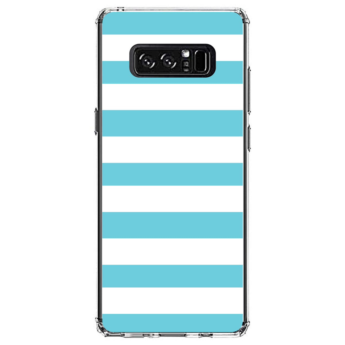 Blue & White Bold Horizontal Stripes Clear Shockproof iPhone Case, view 12