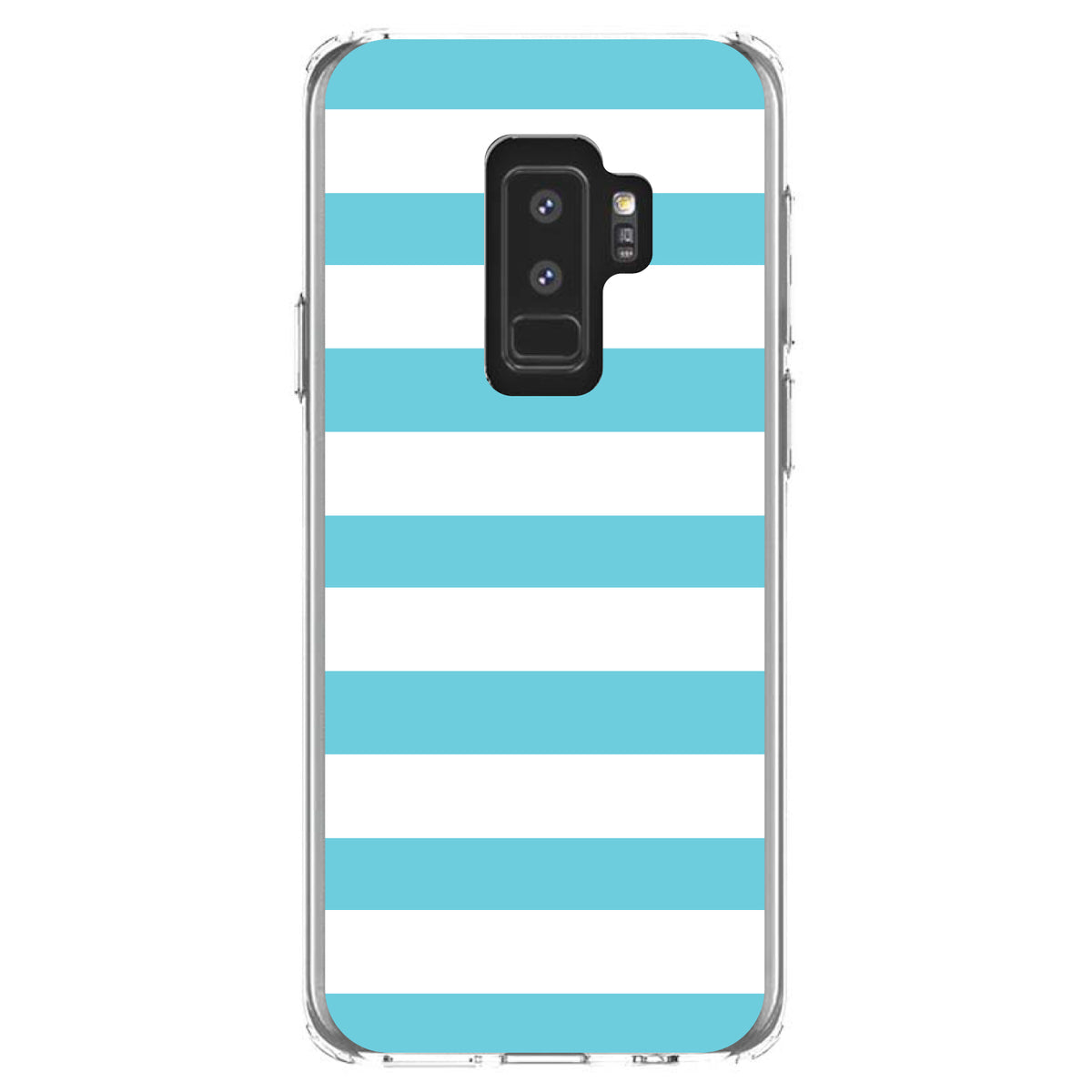 Blue & White Bold Horizontal Stripes Clear Shockproof iPhone Case, view 20