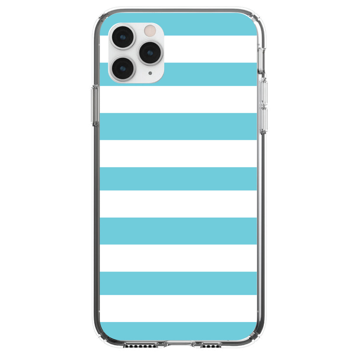 Blue & White Bold Horizontal Stripes Clear Shockproof iPhone Case