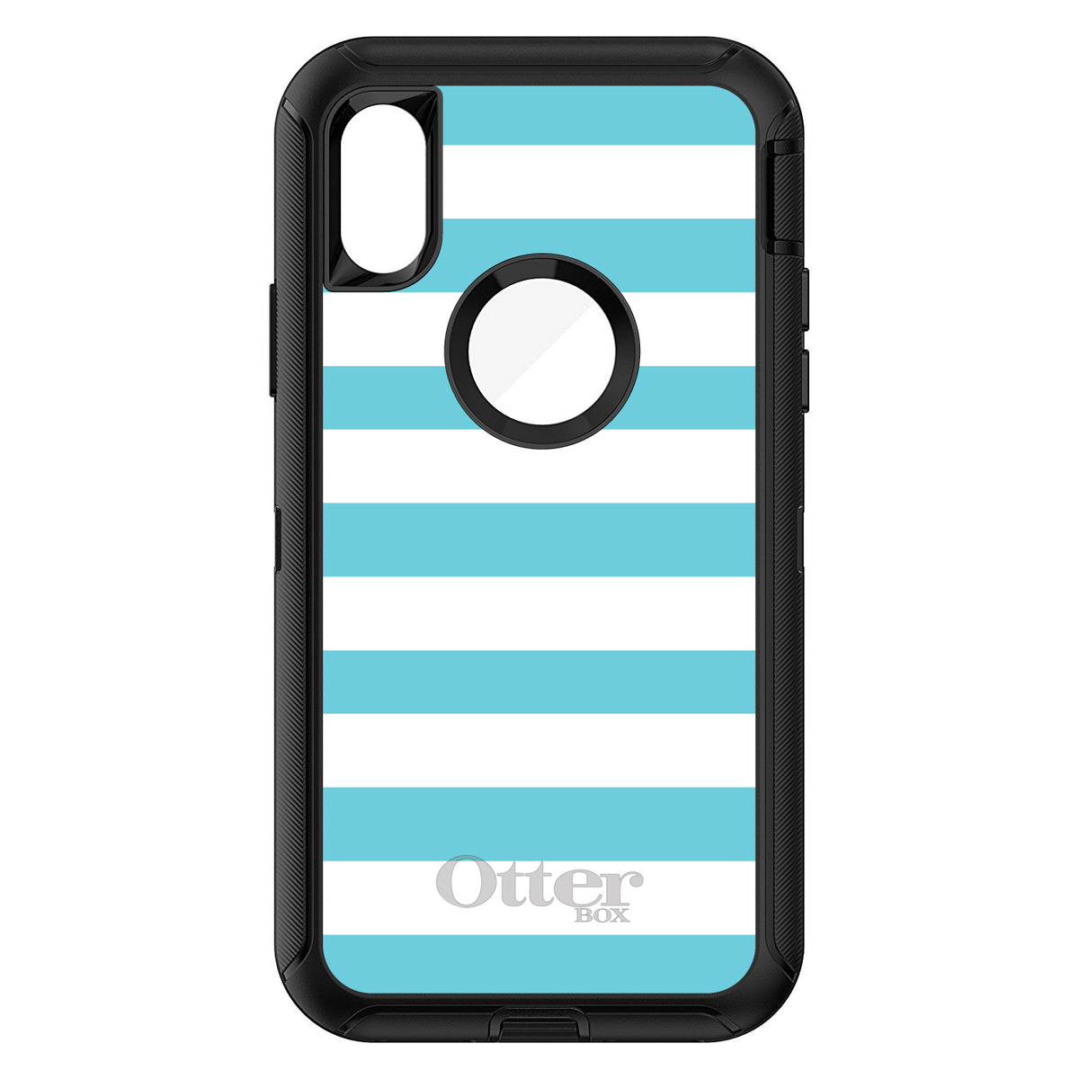 Blue & White Bold Stripes OtterBox Defender Case for iPhone & Galaxy, view 3