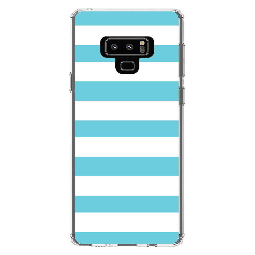 Blue & White Bold Horizontal Stripes Clear Shockproof iPhone Case, view 11