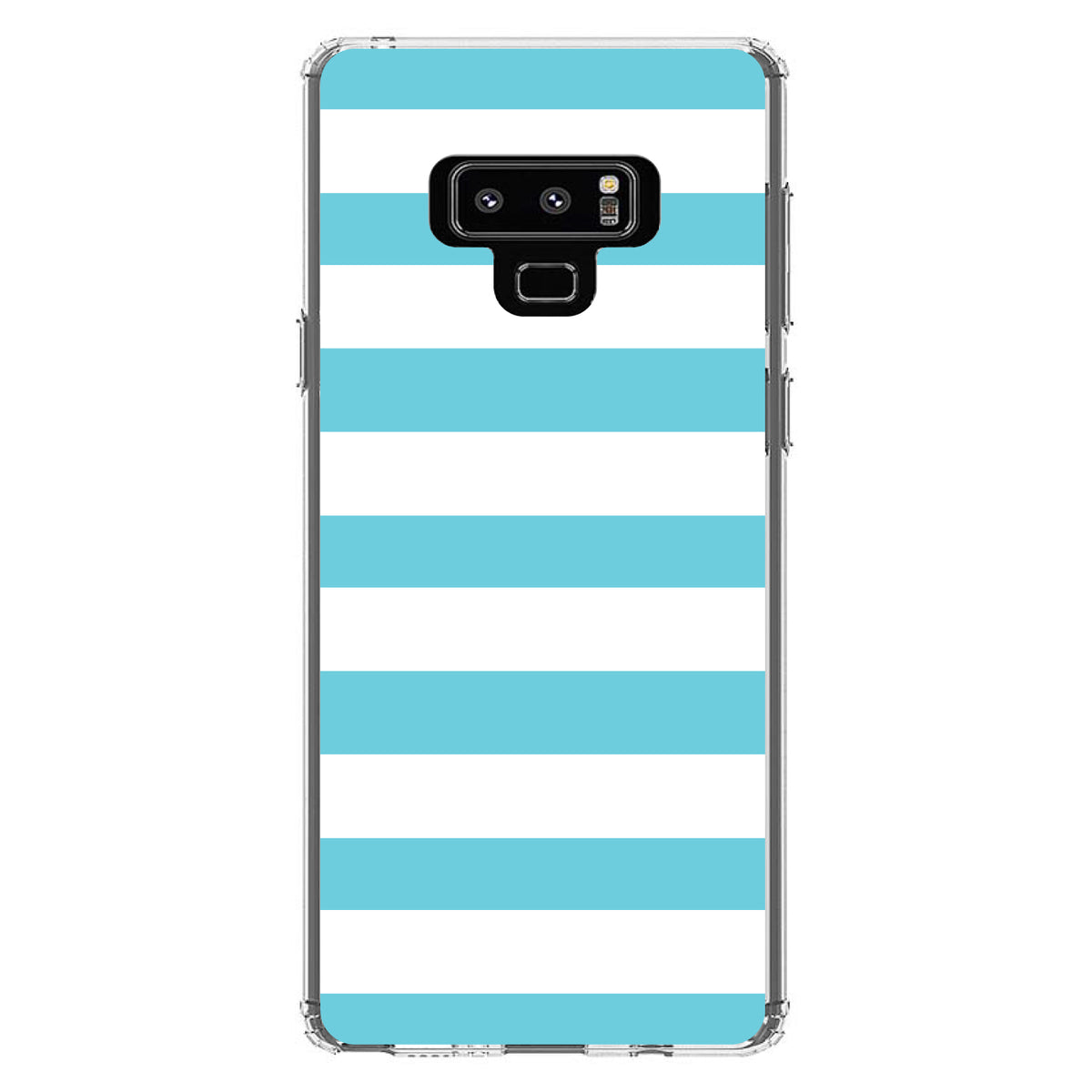 Blue & White Bold Horizontal Stripes Clear Shockproof iPhone Case, view 11