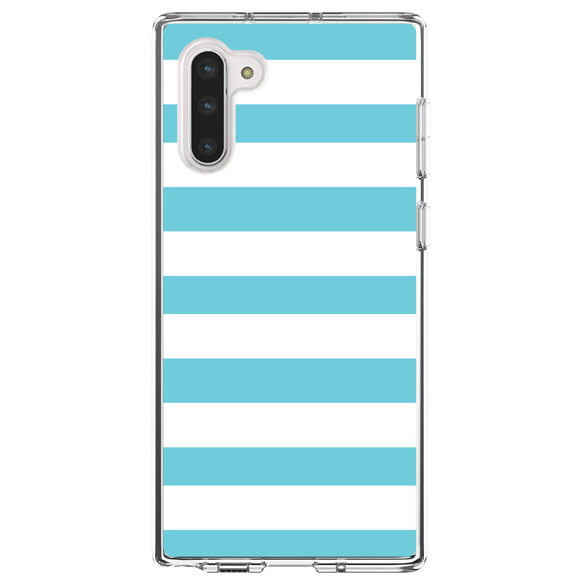 Blue & White Bold Horizontal Stripes Clear Shockproof iPhone Case, view 9