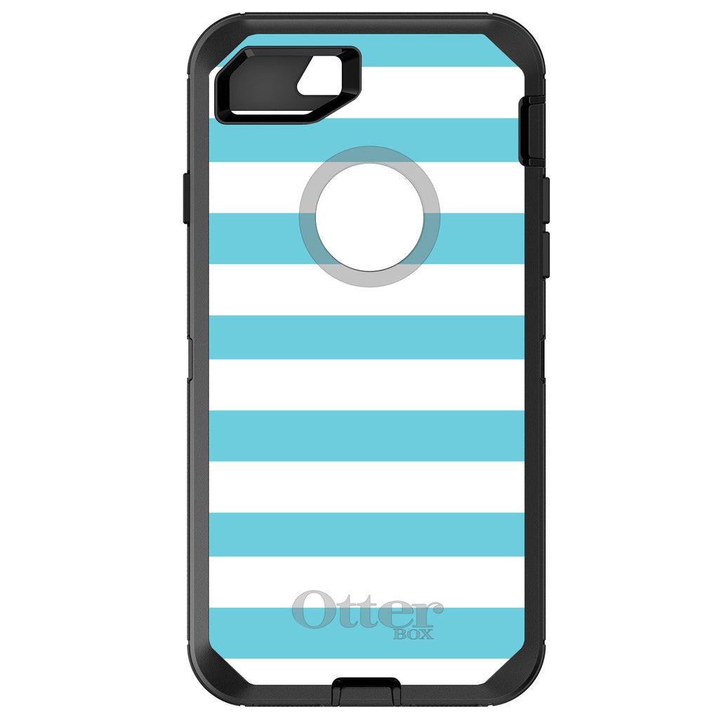 Blue & White Bold Stripes OtterBox Defender Case for iPhone & Galaxy