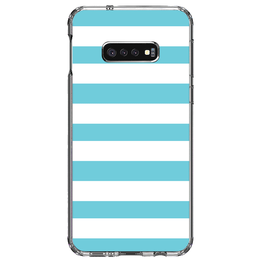 Blue & White Bold Horizontal Stripes Clear Shockproof iPhone Case, view 18