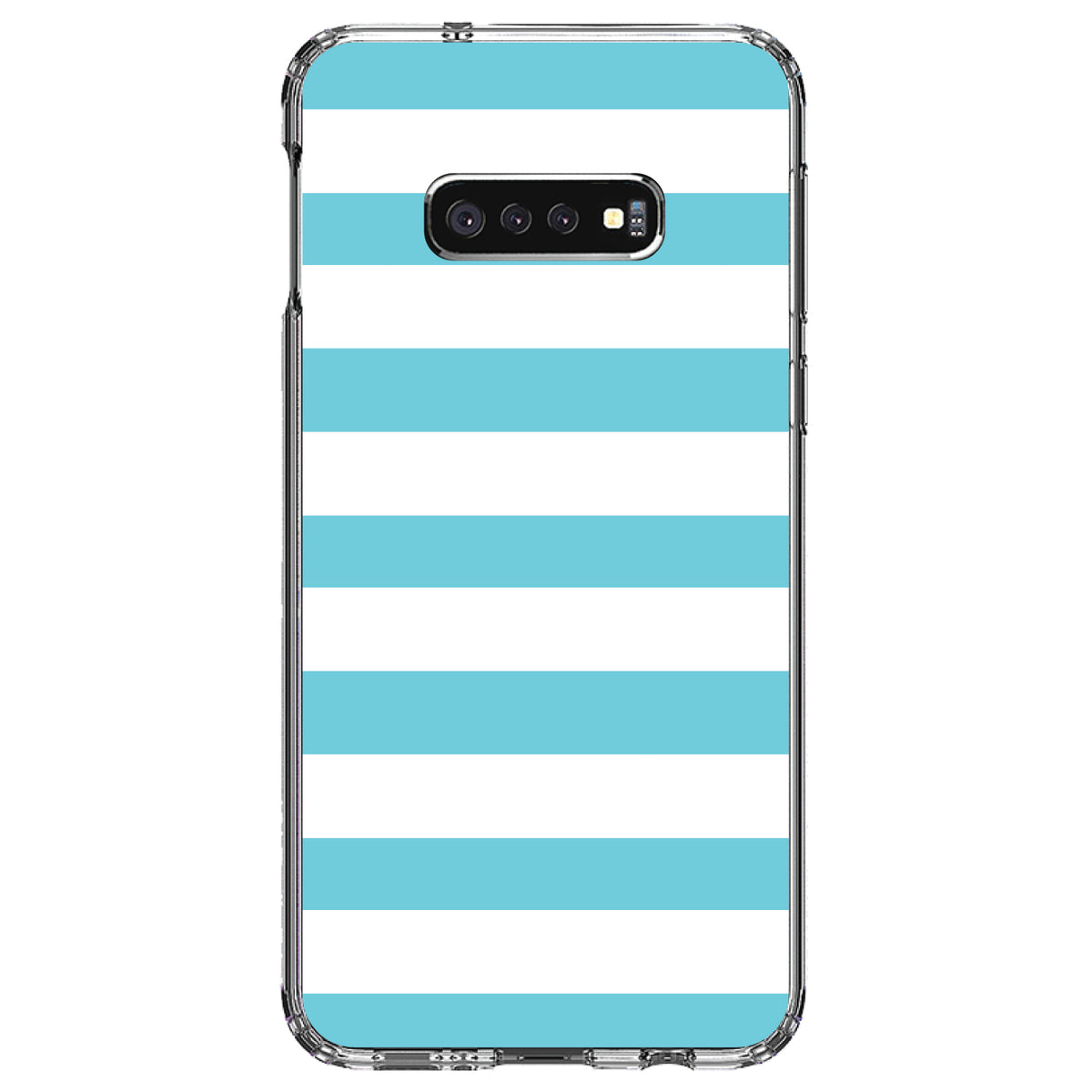 Blue & White Bold Horizontal Stripes Clear Shockproof iPhone Case, view 18