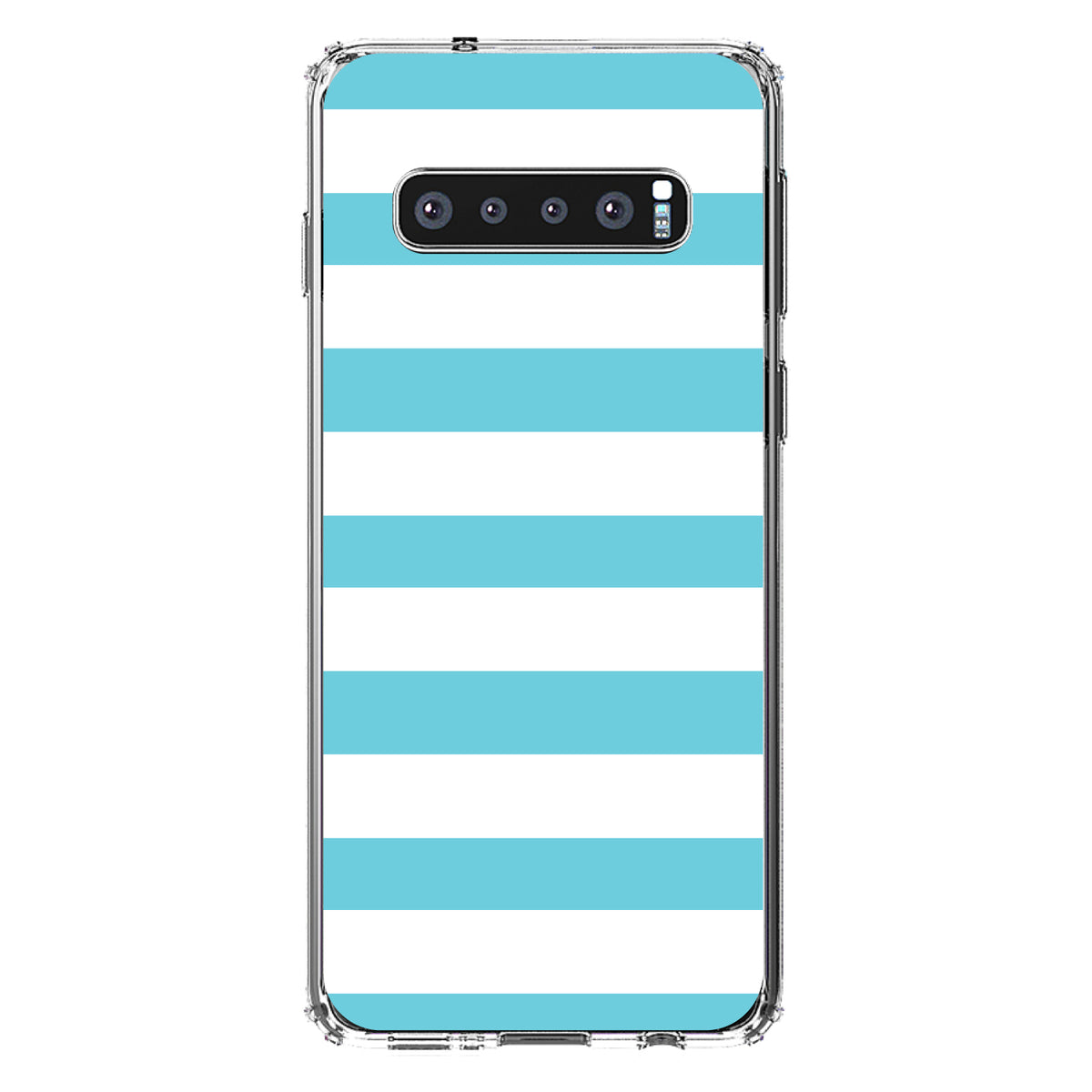 Blue & White Bold Horizontal Stripes Clear Shockproof iPhone Case, view 17