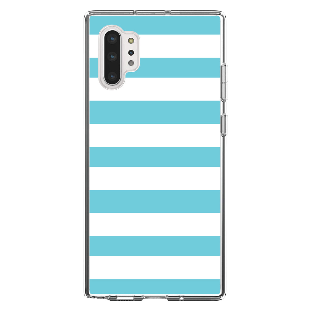 Blue & White Bold Horizontal Stripes Clear Shockproof iPhone Case, view 10