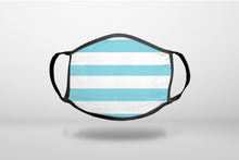 Blue & White Bold Horizontal Stripes - 3-Ply Reusable Soft Face Mask Covering, Unisex, Cotton Inner Layer