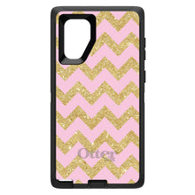 DistinctInk™ OtterBox Defender Series Case for Apple iPhone / Samsung Galaxy / Google Pixel - Pink & Gold Print - Chevron Pattern